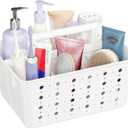Lifewit Portable Shower Caddy with Handle, 1 Pcs Plastic Shower Caddy Dorm with Holes, Clean Organizer Basket for Bathroom, College, Dorm Room Essentials, White