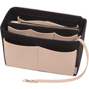 ZTUJO Purse Organizer Insert, Felt Bag Organizer with Metal Zipper, Handbag & Tote Shaper, For Speedy Neverfull Tote, 7 Sizes (Slender Large, Beige and Black)