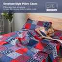 Ycosy Plaid Quilt Set Twin Size Country Patchwork Bedding Set Lightweight Reversible Bedspread Coverlet Set Red Blue Pliad Quilts Soft Home Collections with 2 Pillow Shams