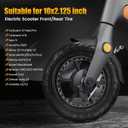 2 x 2-pack 10x2.125 Solid Tire,10 inch Shock Non-Pneumatic Scooter wheels,10x2.125 Explosion-Proof Tubeless Tyre Front/Rear Tire Replacement Wheel For Electric Scooter Accessories