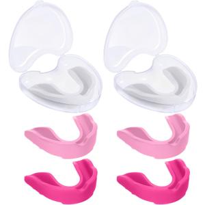 BBTO 6 Pcs Youth Kids Mouth Guard for Sports, Boys Girls Mouth Guard with Case, Mouthguard for Wrestling Boxing Basketball Hockey Football(Classic Style,White, Red, Pink)