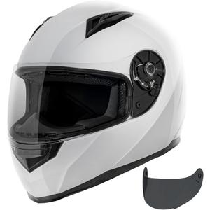 VCAN VX Lightweight Full Face Motorcycle Street Bike Helmet with Extra Tinted Visor, Coolmax Technology & OTG Ready, DOT Approved (Small, White)