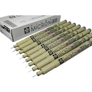 Sakura Pigma Micron Pen 005 Black ink Marker Felt Tip Pen, Archival Pigment Ink, Fine Point for Artist Drawing Pens - 8 Pen Set