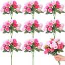 Zeyune 8 Pack 12 Inch Wedding Bouquets for Bride Bridesmaid Pink and Rose Red Artificial Rose Bouquet Fake Silk Roses Flowers Bunches Bulk for Home Office Garden Parties Decoration