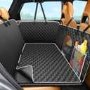 Mancro Back Seat Extender for Dogs with Detachable Mat,Hard Bottom Car Seat Cover for Dogs Supports 400lbs, Waterproof Dog Car Seat Cover for Back Seat, 600D Scratch-Proof Dog Hammock for Car,Black