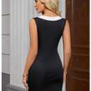 winkbay Women's Wrap V Neck Sheath Dress Elegant Button Sleeveless Bodycon Business Casual Cocktail Dresses Black Medium (Black, M)