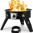 Onlyfire Outdoor Propane Fire Pit 19", Height Adjustable Gas Fire Bowl with Lava Rocks -Portable Gas Fireplace Smokeless Firepit for Outside Camping Bonfire Patio Backyard, 12FT Hose