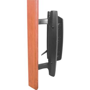 Prime-Line C 1131 Sliding Glass Door Handle Set  Replace Old or Damaged Door Handles Quickly and Easily  Black Diecast, Mortise/Hook Style, Fits 3-15/16 Hole Spacing (1 Set)