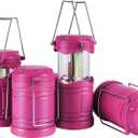Lichamp LED Camping Lantern, 4 Pack Battery Powered Flashlight for Power Outages, Portable Collapsible Hanging Light Essential for Home, Outdoor, Emergency Lamp Survival Kit Gear for Hurricane, Pink