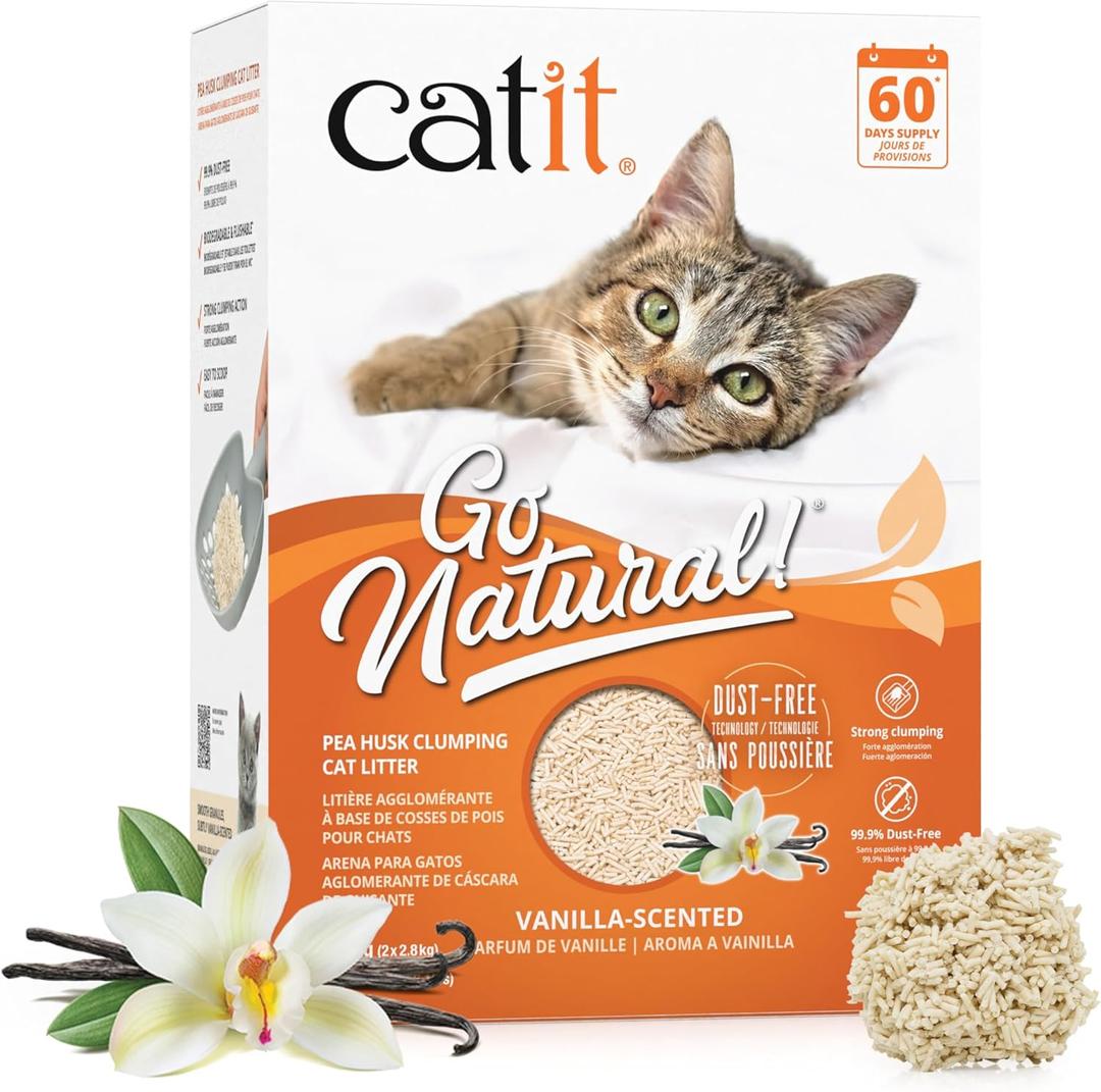 Catit Go Natural Pea Husk Clumping Cat Litter 12.3 lb, Natural
