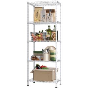 HOMEFORT 5-Shelving Unit, Adjustable Wire Shelving, Metal Wire Shelf Rack Organizer for Kitchen, Pantry, Closet, Bathroom, Laundry,Sliver,21" W x 11" D x 53" H (Silver)