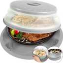 2 In 1, Aidacom Microwave Mat & Food Cover- 12" Mat as Bowl Holder, Cover for Splatter Guard, Multi-use: Silicone Trivet, Pot Holders, Drying, Baking, Placemat, Utensils Rest for Kitchen Counter, Grey (Gray)