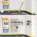 WALMANN All Metal 64 Inch Wall Mount Garden Tool Organizer for Garage, Mop and Broom Holder, Yard Tool Storage Rack for Rake, Shovel, Spade, Mop, Broom(4 Rails, 16 Hooks)