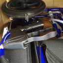 Medline Lightweight Foldable Transport Wheelchair with Handbrakes and 12-Inch Wheels, Blue Frame, Black Upholstery