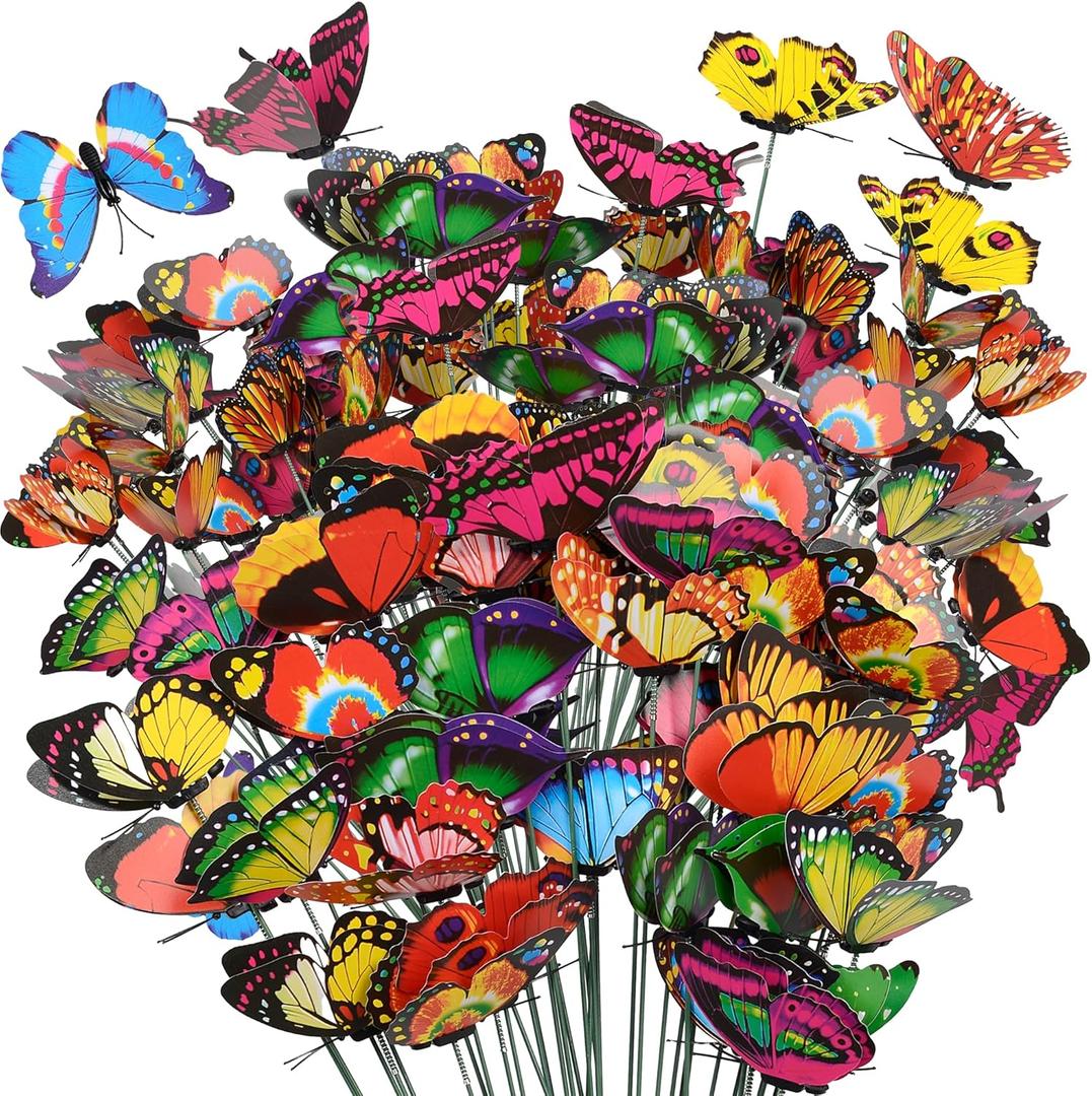 80 Pcs Decorative Butterfly Garden Stakes, 11.4 inch Waterproof Butterfly Picks for Flower Bouquet Arrangements, Colorful Plant Stick Kit Decorations for Patio Yard Pot (Multicolor)