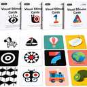 beiens High Contrast Baby Flashcard, 80 Pcs 160 Page Black White Colorful Visual Stimulation Learning Activity Card for Babies Ages 0-3-6-12-36 Months, 5.5'' x 5.5'' Newborn Infants Toys Gift