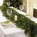 2 Pcs 9 Feet Christmas Cedar Garland - Thick & Lush Realistic Artificial Green Faux Cedar Pine Needles Garland for Christmas Winter Home Mantel Fireplace Holiday Party Decor