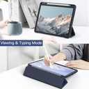JETech Case ONLY for iPad Air 11-Inch M4/M3/M2 (2026/2025/2024), iPad Air 5/4 (2022/2020 5th/4th) with Pencil Holder, Clear Transparent Back Slim Stand Shockproof Tablet Cover (Deep Navy)