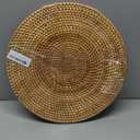 13" Natural Hand Woven Rattan Placemats for Dining Table,Decorative Heat Resistant Mats for Kitchen Coutertops,Hot Dishes,Pots and Pans,Round Diameter 35CM (Set of 2,Gold)