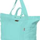 Large Tote Bag, Everything Bag, Heavy Duty Canvas, Full-Size Zipper, Reusable, Suitable for DIY, Natural Cotton, (Ice Blue)