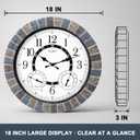 OCEST 18 Inch Large Outdoor Clock Waterproof Thermometer Hygrometer Combo Night Light Illuminated Wall Clocks Battery Operated Silent Non-Ticking Ideal Patio Clock for Garden Pool Porch Yard Garage