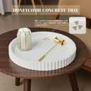 Round Decorative Tray for Coffee Table - Concrete Home Decor Tray - Coffee Table Decor - Table Trays Decorative - Centerpiece Tray with Aesthetic Honeycomb (White)