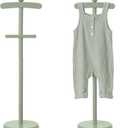 Bucherry Baby Clothes Display Stand Wooden Baby Shower Centerpiece Adjustable Height Circle Shaped Dress Hanger Doll Dress and Outfit Stand Rack Hand Assembled Hangers Display Set (Sage Green,1 Pack)