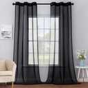 MIULEE Solid Color Sheer Curtains 84 Inches Long 2 Panels Set - Fall Elegant Lightweight Grommet Light Filtering Halloween Window Voile Drapes/Treatment for Bedroom Living Room W42 x L84 Inch, Black