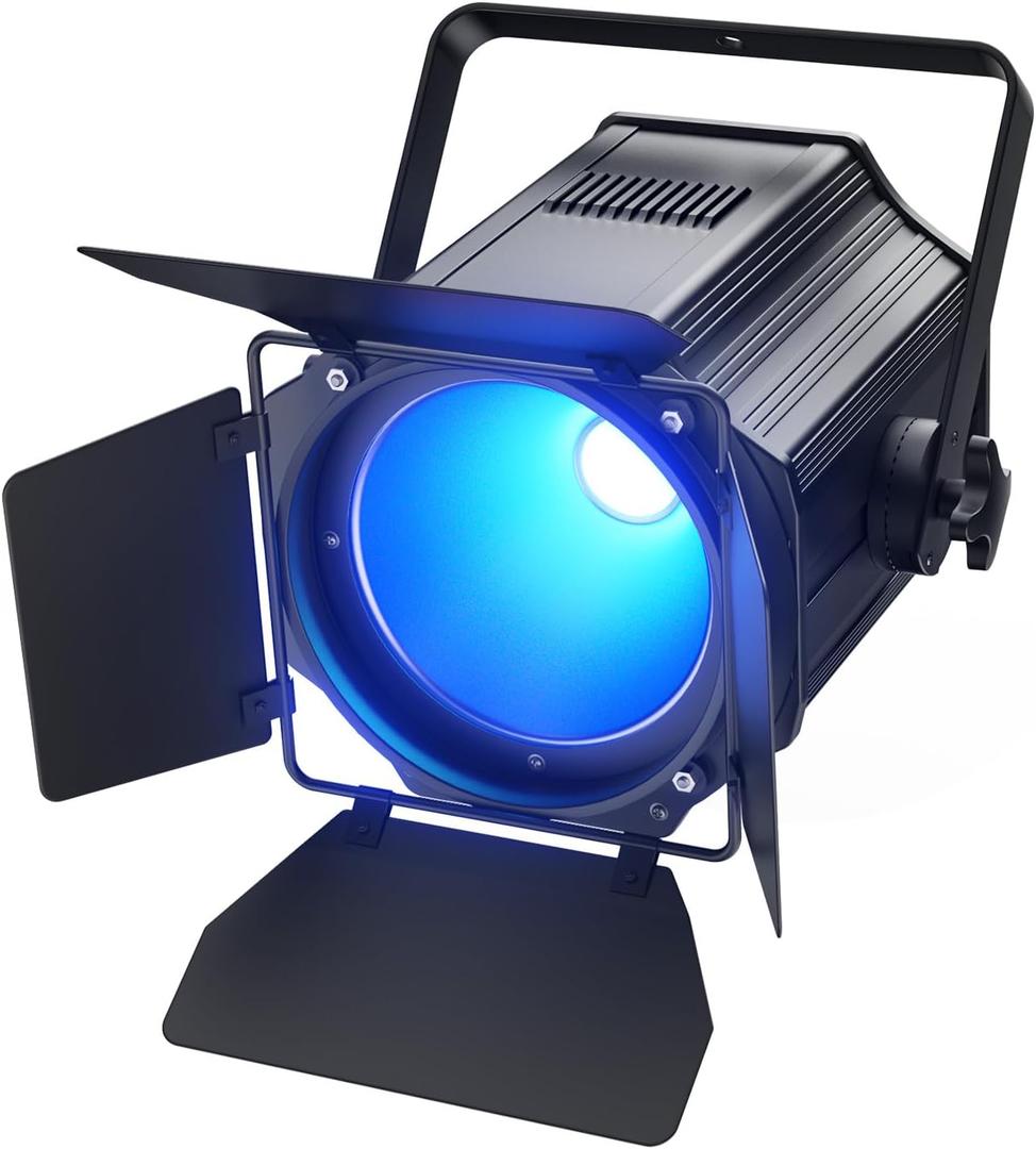 200W Stage Par Lights Spotlights with Barn Doors, RGBWA UV 6in1 COB Par Light, Warm & Cold White Uplights DMX512 Sound Activated Controlled, DJ Lights for Party Indoor Church Wedding