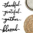 Cunhill 8 Pcs Thankful Plate Sign Thanksgiving Wooden Cutout Fall Dining Table Settings Decorative Thankful Grateful Blessed Gather Family Sign Rustic Home Table Decorations(Black Letter)