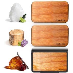 Wooden Car Air Freshener | FSC-Certified Original Wood, Visor Metal Clip, 100% Pure Essential Oils, 40+ Days Long-Lasting Odor Eliminator, 3 Refillable Scents Diffuser for Cars, Trucks, SUVs