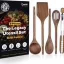 Elegant 5-Piece Walnut Wood Kitchen Utensil Set  Non-Scratch, Heat-Resistant Cooking Utensil Set with Kitchen Tongs, Spoons, Spatula & Ladle  Lightweight, Durable & Perfect for Daily Use or Gifting