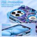 LONTECT for iPhone 16 Pro Max Case Glow in The Dark Three Layer Heavy Duty Shockproof Hard PC+Soft Silicone Rugged Full Body Protective Case for Women Girls,Purple Blue