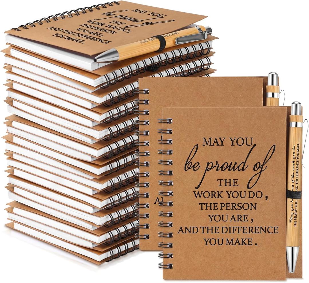 Honoson 50 Sets Valentines Employee Gifts Appreciation Notebooks with Ballpoint Pens Mini Spiral Inspiration Journal Bulk Thank You Gifts for Valentines Day Employee Coworker Teacher