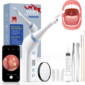 Electronic Tonsil Stone Remover with Camera, Tonsil Stone Removal Kit, 3 Suction Levels, Tonsil Stone Vacuum, Oral Care for Mouth Health, USB Rechargeable