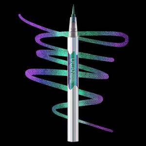 Multichrome Liquid Eyeliner - Metallic Chrome Glitter Chameleon Color Shifting, Glide on Smooth,Waterproof, Long-lasting, Smudge-proof, Green Cyan Blue