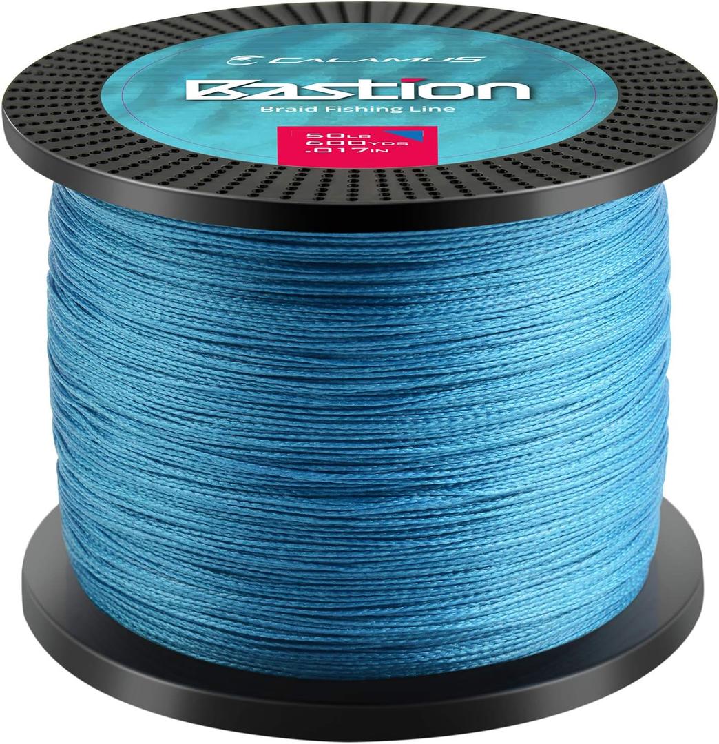 3 x Calamus Bastion Braided Fishing Line -Abrasion Resisting Braided Lines  Thin Diameter Superline  Zero Stretch  4 Strand MultiTuf Fiber Braid Line (65 LB - 150 Yds, Blue)