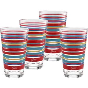 Officially Licensed Fiesta Stripes 16-Ounce Tapered Cooler Glass (Set of 4) (Vibrant Collection)