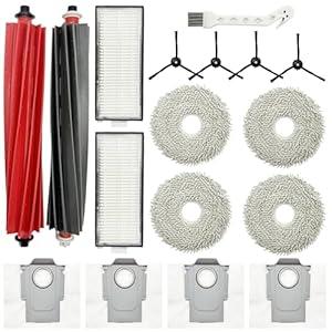 4-Pack Mop Pads Replacement Part, Compatible with Roborock Qrevo Master Robot Vacuum, 4 Mop Pads 1 Cleaning Brush Accessories Kit