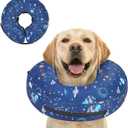 Inflatable Dog Cone Collar for After Surgery, Dog Donut Collar After Surgery, Soft Doggie Cone for Small Medium Large Dogs to Stop Licking (L(Neck 12"-16"), Without Shield - Navy)