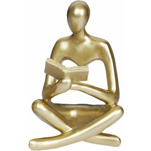 Gold Home Decor Accent Reading Women Thinker Statue Abstract Figurines for Living Room Office Desk Table Shelf Desk Bookshelf Shelves Collecting Gifts Decoration
