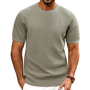 PJ PAUL JONES Mens T-Shirts Knit Short Sleeve Crewneck Shirt Casual Textured Pullover Tees (Large)