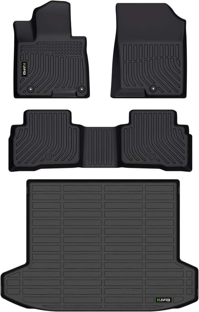 All Weather car Floor Mats & Cargo Liner for Hyundai Tucson Hybrid 2022-2025 (Trunk Area with Subwoofer Model) Custom Fit Full Set Accessories - Black