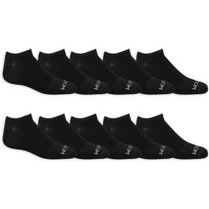Fruit of the Loom Women's Everyday Soft Cushioned No Show Socks (Multi Pack), Black (10 Pack), 4-10