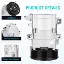 AC Compressor with Clutch for Ford F-250 350 450 550 Super Duty 5.4L 1999-2001, 6.0L 2003-2007, 6.8L 1999-2003, Excursion 5.4L 6.0L 2003-2005, F53 6.8L/LCF 4.5L/Lobo