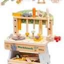Kids Tool Bench, Toddler Tool Bench Pretend Play Toys, Wooden Workbench Tool Set for Kids Ages 3-5, Educational Gift Construction Toy for Boys Girls