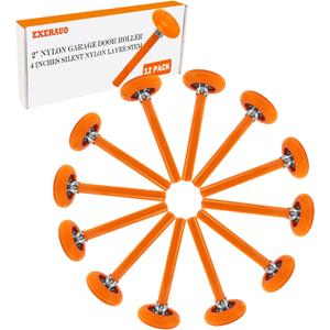 12 Pack 2" Nylon Garage Door Rollers, 4" Nylon Layer Stem, Quiet/Smooth Garage Door Wheels Replacement, Double Seal 6200-2RS Bearings