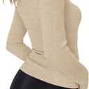 Rapbin Womens Long Sleeve Mock Turtleneck Tops Knit Basic Stretch Fitted Pullover Lightweight Thermal Shirts (M)