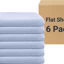 ZPECC Twin Flat Sheet Only 6 Pack, Durable Light Blue Top Bed Sheets Hypoallergenic Soft Brushed Microfiber Color-Coded Label, 66"x96"