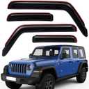 Lightronic Extra Durable Clip-on in-Channel Auto Vent Window Visor, Fits 2018-2025 Jeep Wrangler JL Unlimited (4-Door), 2020-2025 Jeep Gladiator, UV-Protect Rain Guard Wind Deflector, Smoke, 4-Pcs